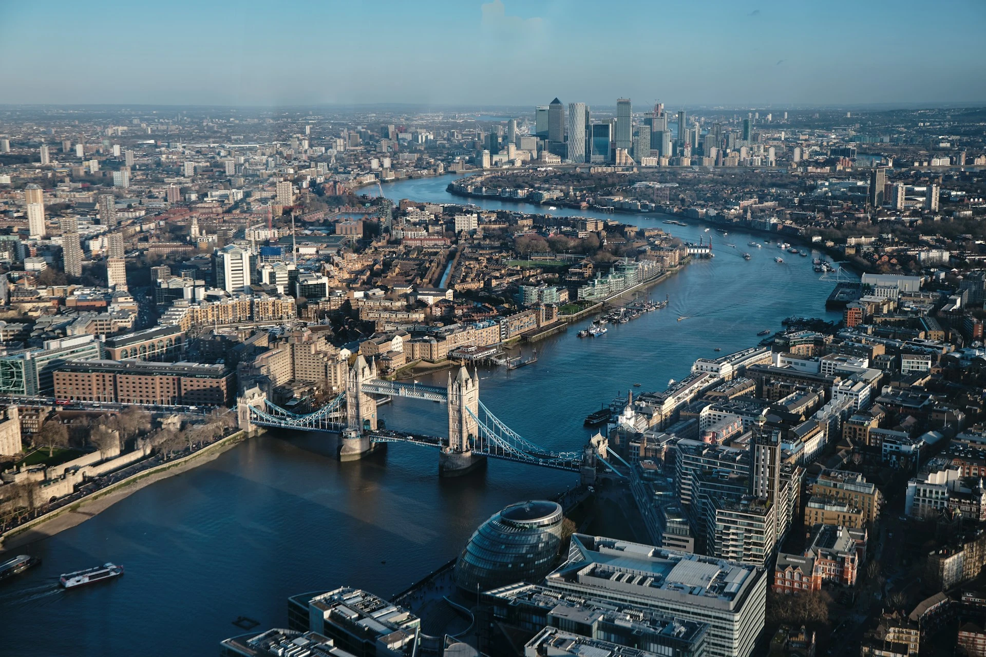 Aerial view of The Thames, London