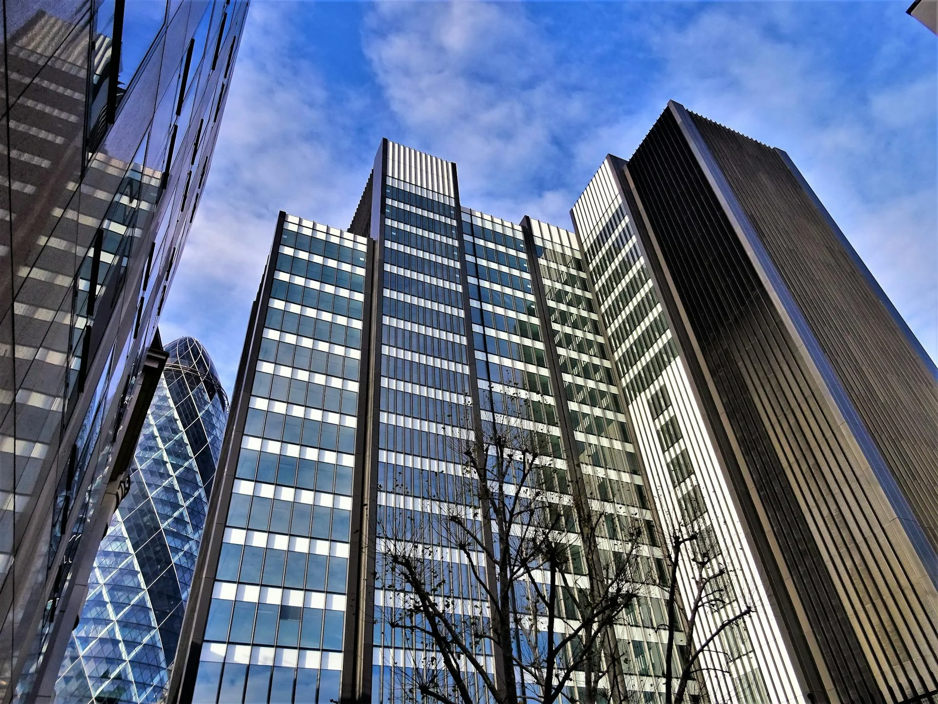 Buildings alongside The Gherkin