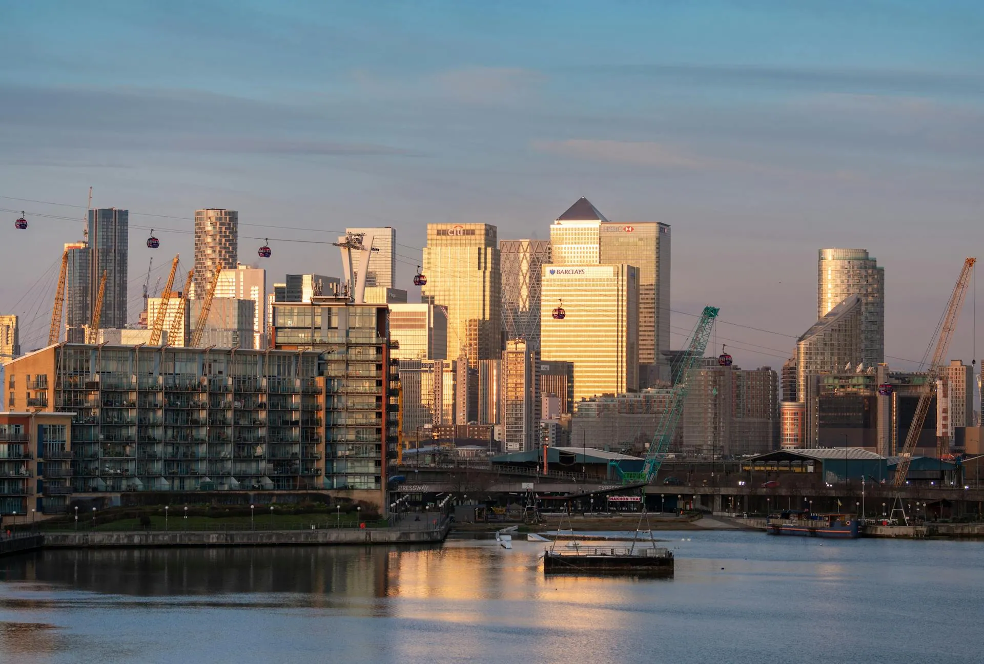 Canary Wharf at sunset