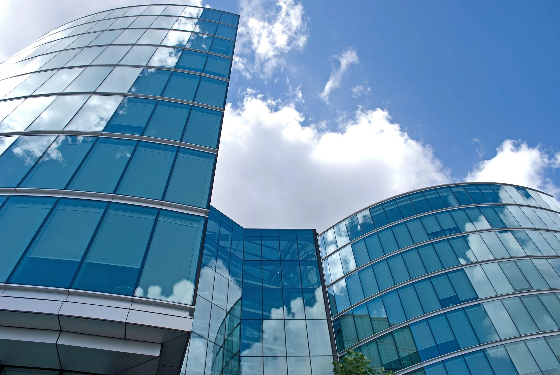Curved glass facade London building