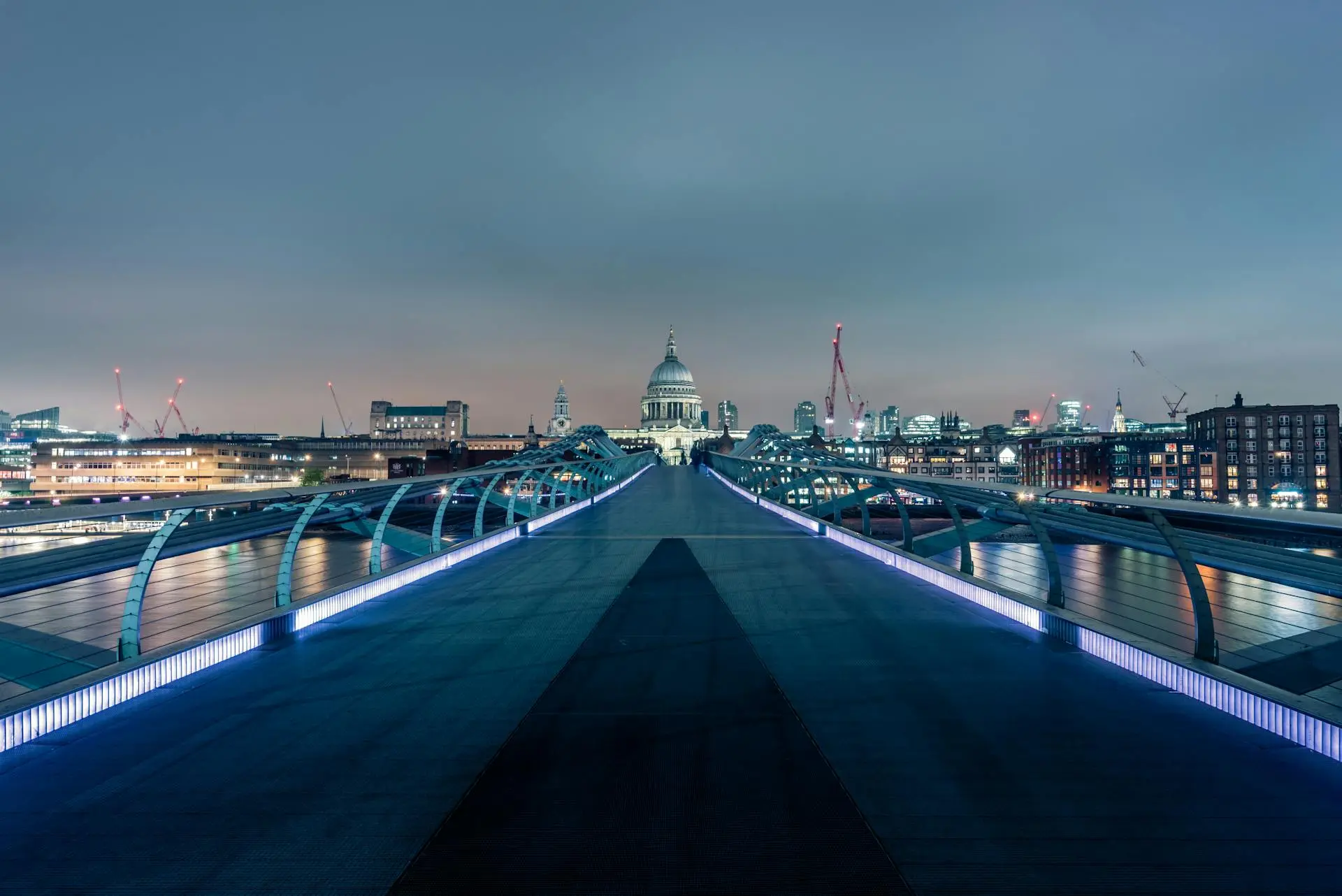 Thames Bridge at night looking at St. Pauls
