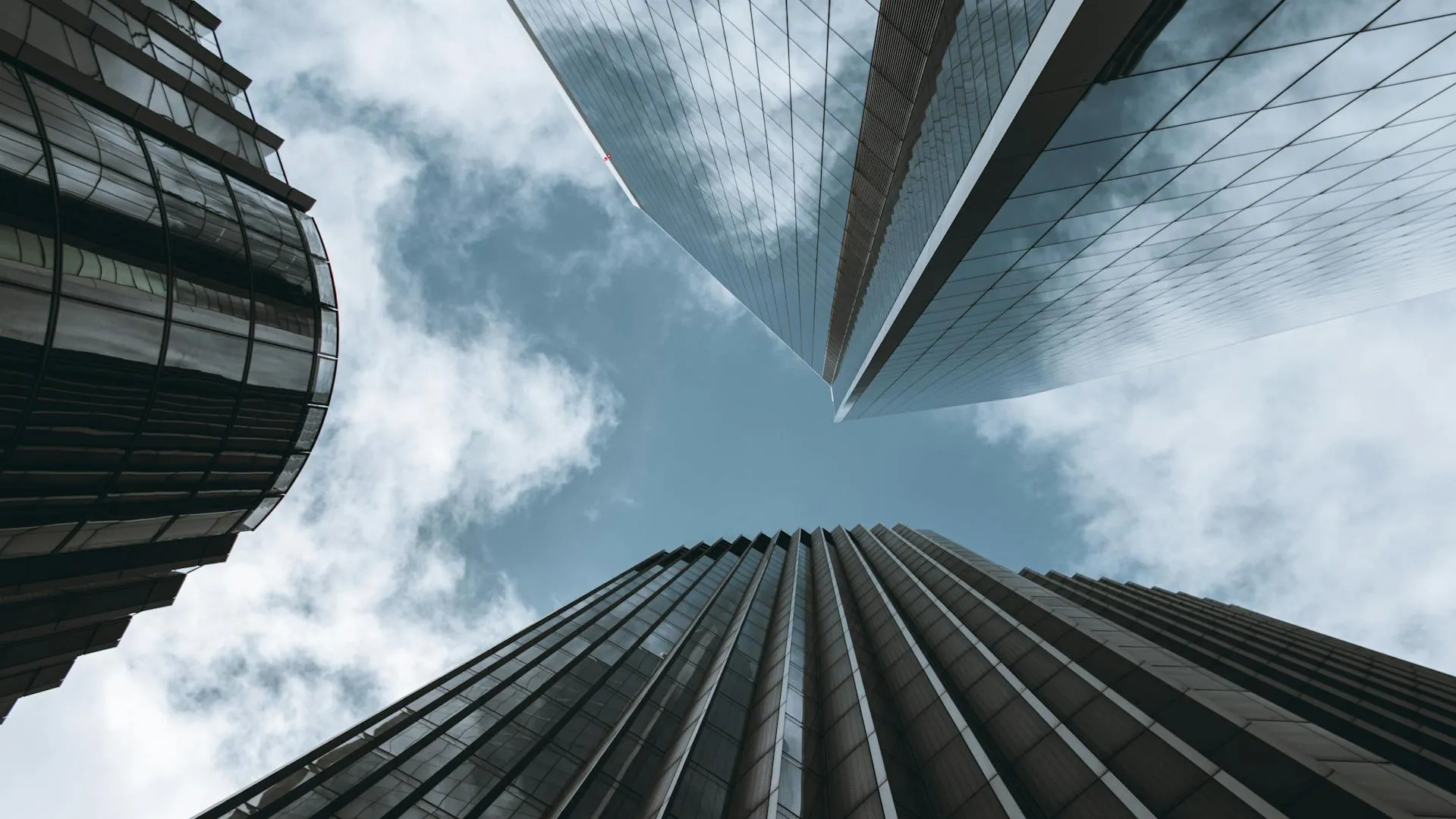 View of sky surrounded by London buildings